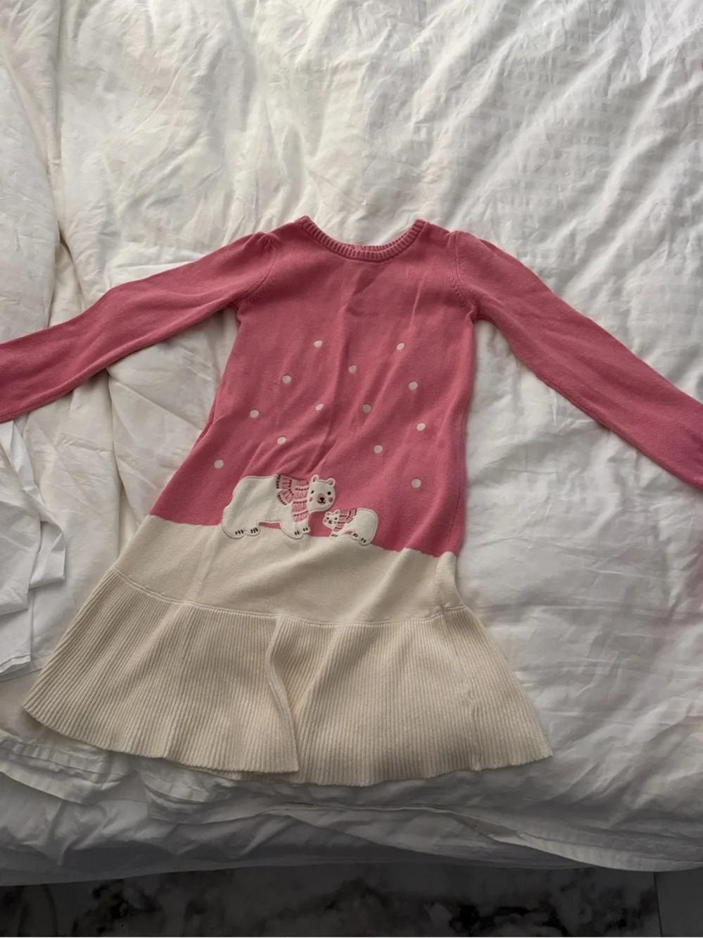 Gymboree Pink and Cream Knit Dress with Bear Appliqué